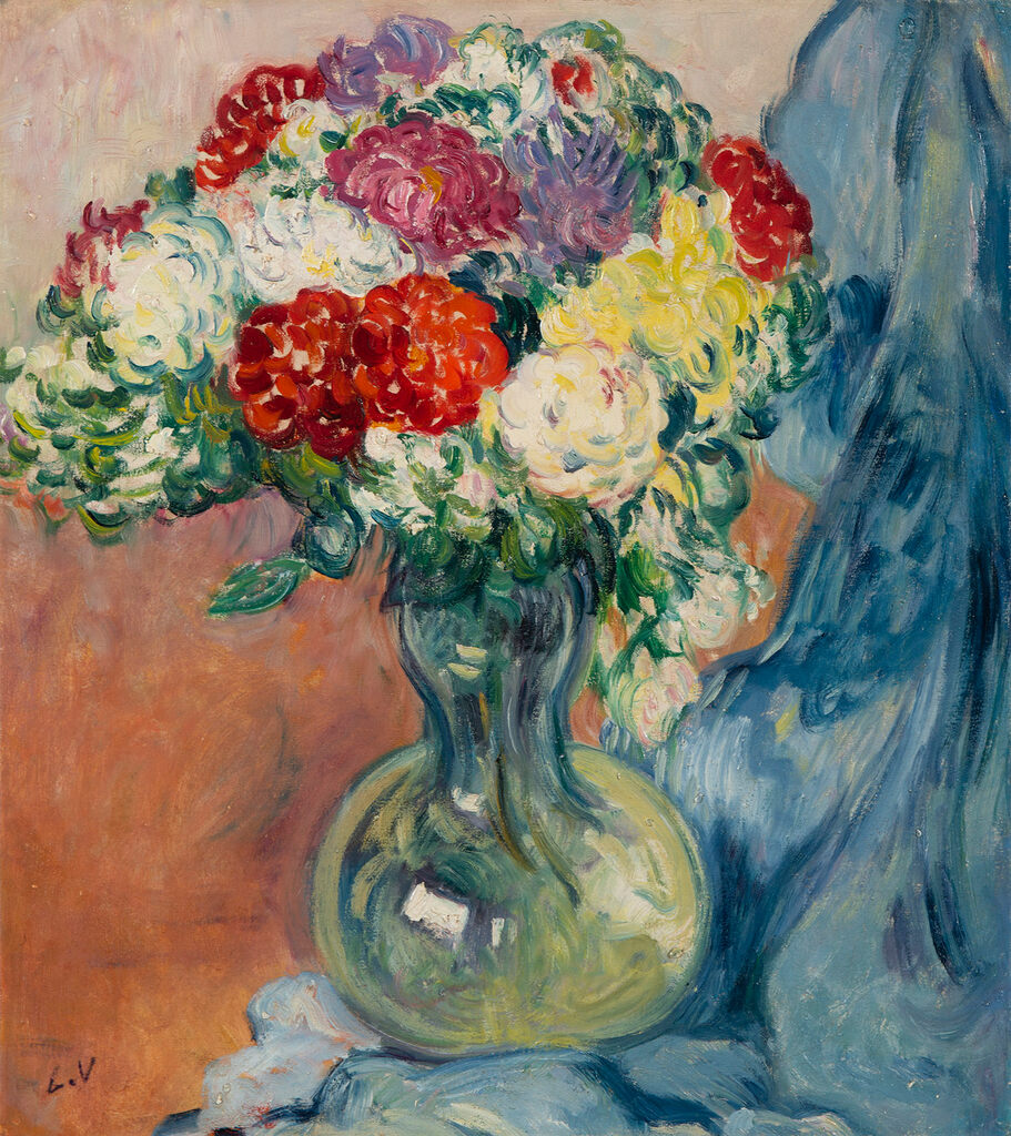 Louis Valtat — Chrysanthèmes au drap bleu