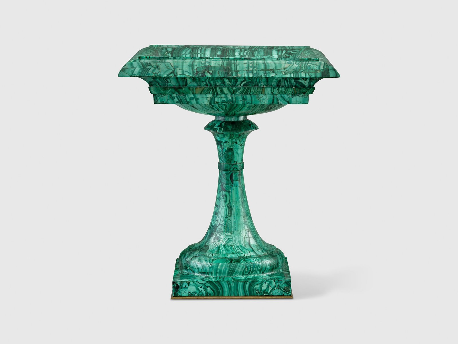 After a design by Ivan Ivanovitch Galberg
 Imperial lapidary workshops — A monumental Malachite tazza presented by Emperor Nicolas I to the Infante Luisa of Spain for her wedding in 1846 with the Duke Antoine de Montpensier