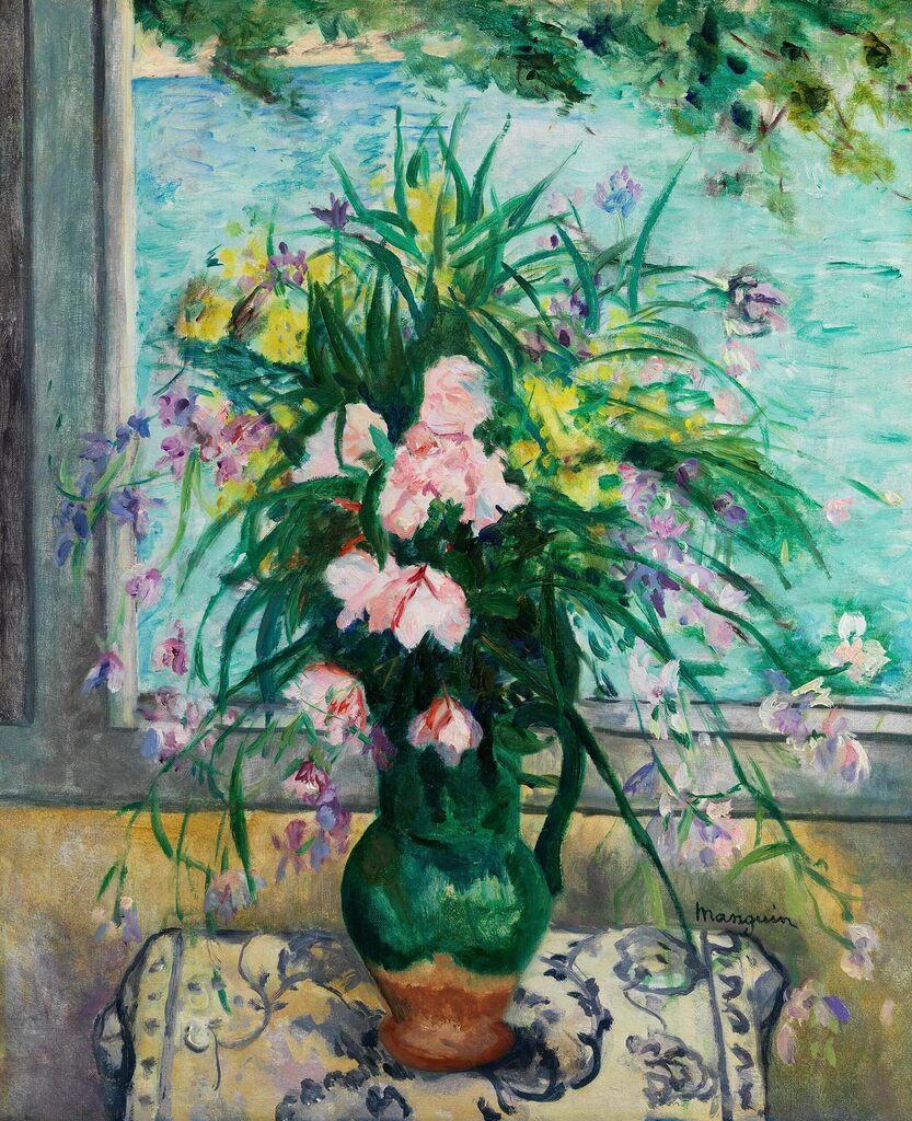 Henri Manguin — Fleurs Devant La Veranda – L'Oustalet – Saint Tropez