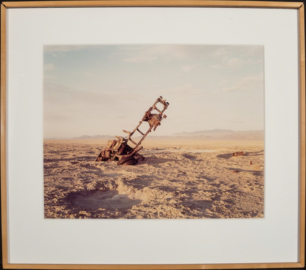 Richard Misrach — Destroyed Vehicle with Active Eagles Nest, Bravo 20 Bombing Range