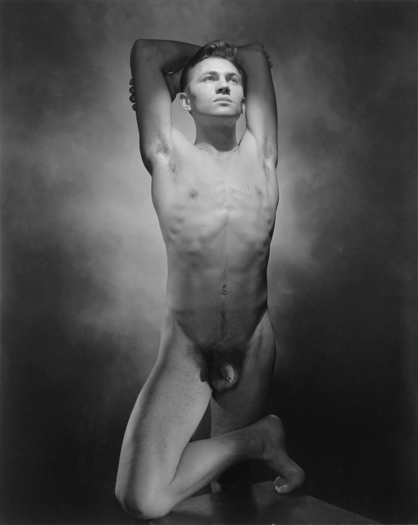 George Platt Lynes — male nude with arms raised c 1950