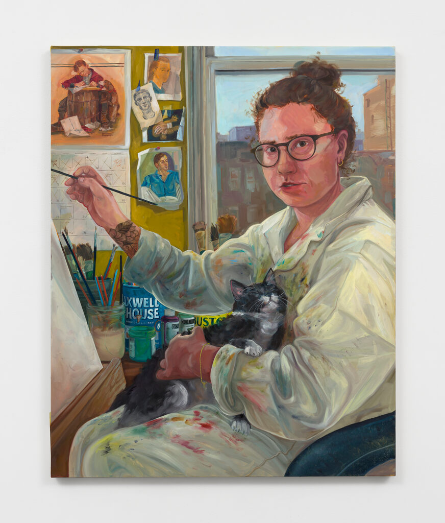 Rebecca Ness — Self Portrait with a Cat (after Laserstein)