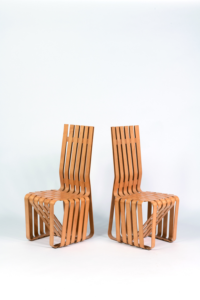 Frank Gehry — Pair of High Sticking Chair in maple wood