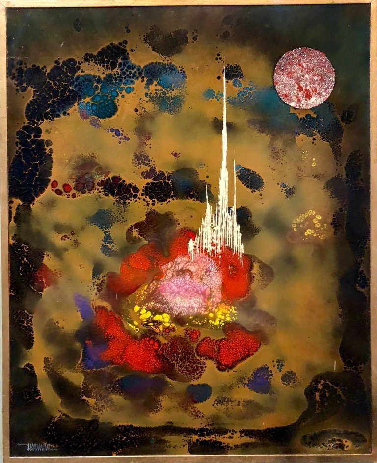Leonardo Nierman — Fantastical Landscape Abstract Mexican Modern Master Oil Painting