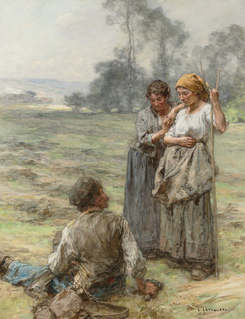Léon Augustin Lhermitte — Foins, Faucheur et Deux Femmes le Matin (Hay, Reaper and Two Women in the Morning)