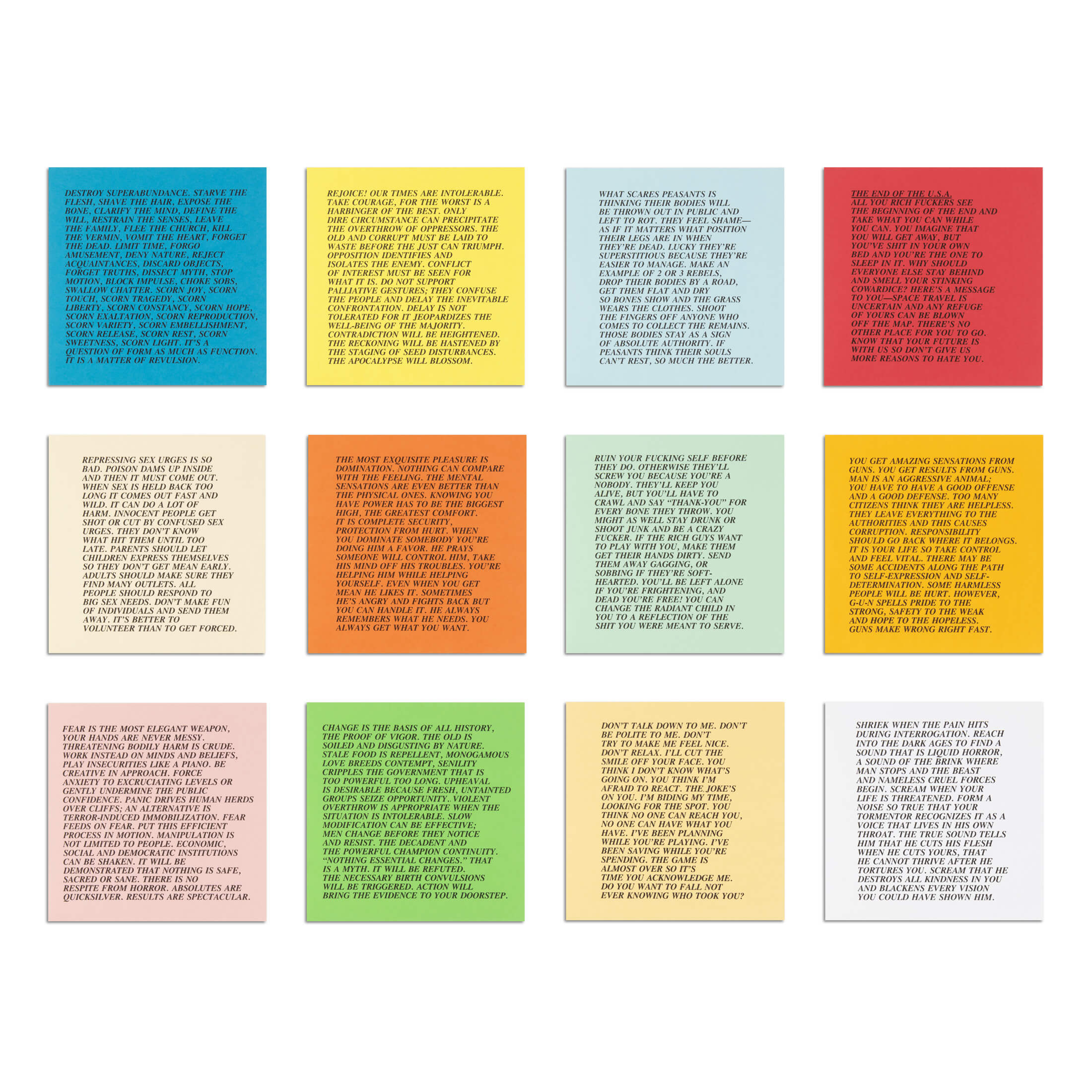 Jenny Holzer — Inflammatory Essays (twelve works)