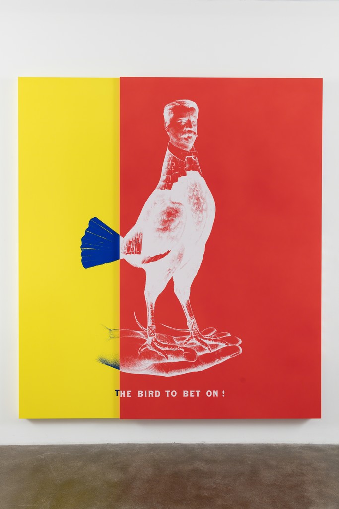 Kathryn Andrews — WEE MAN FOR PRESIDENT aka Historical Campaign Poster Painting No.3 (The Bird to Bet On)
