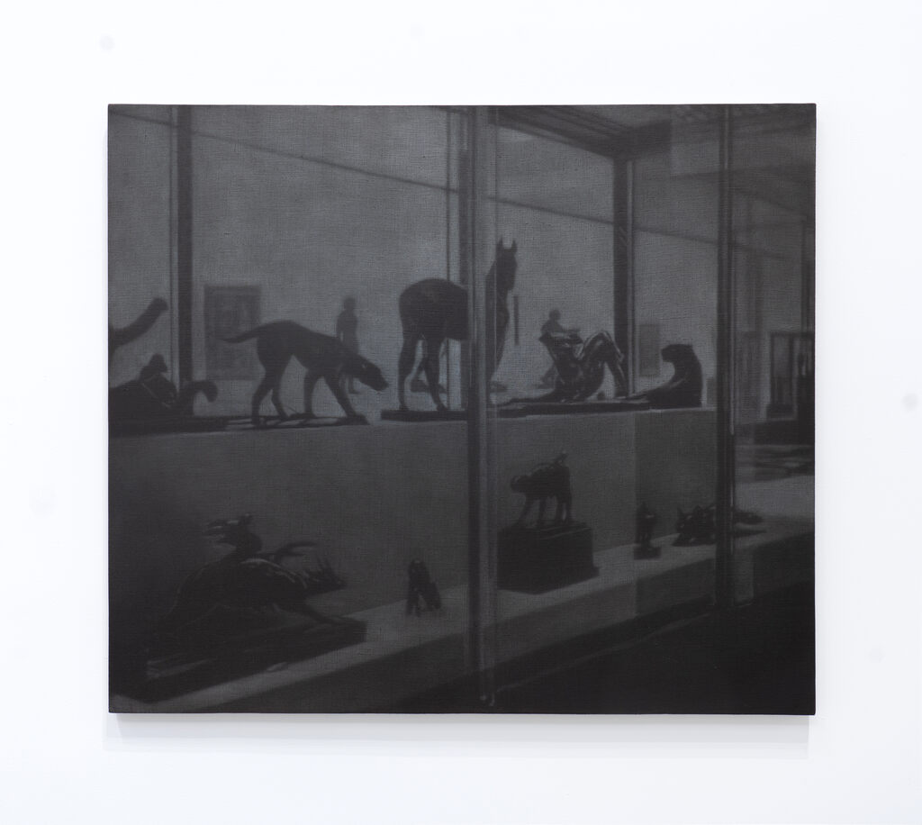 Troy Brauntuch — Untitled (Display case with horse and panther)