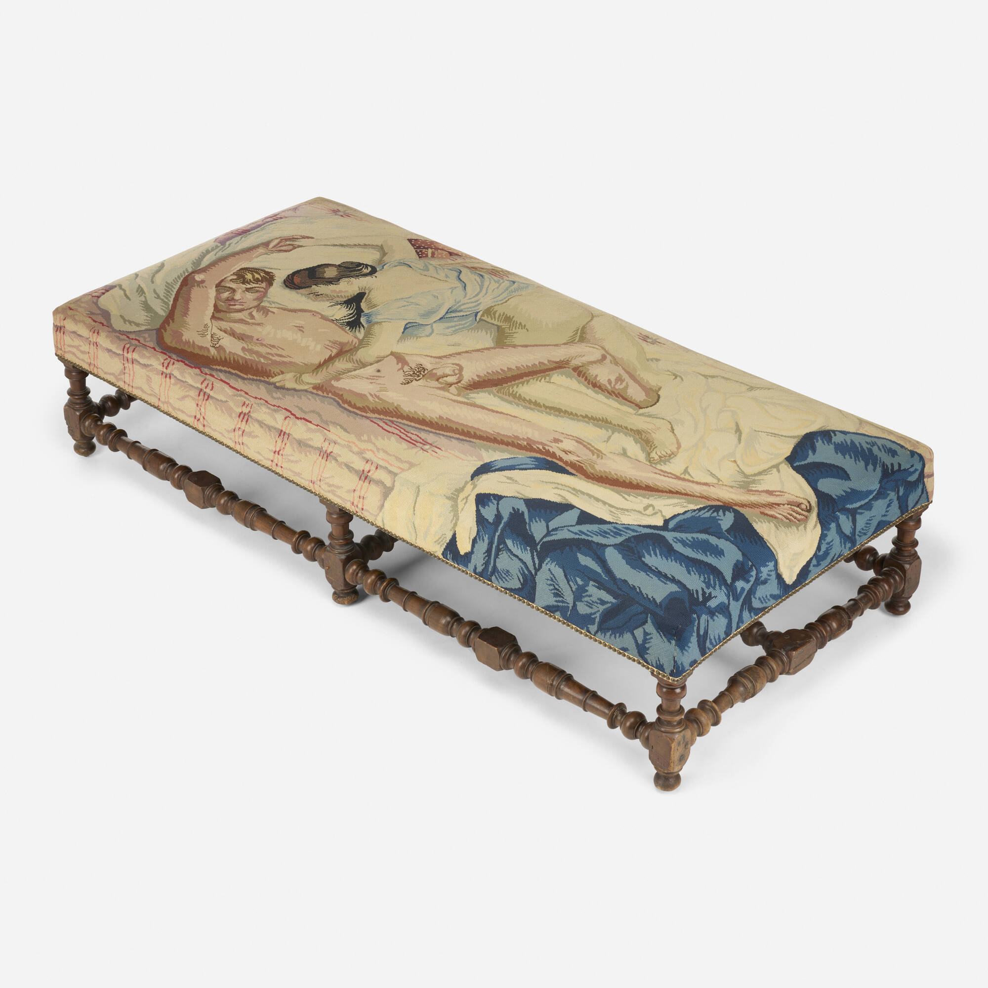 Needlepoint Upholstered Early 20th c. Daybed