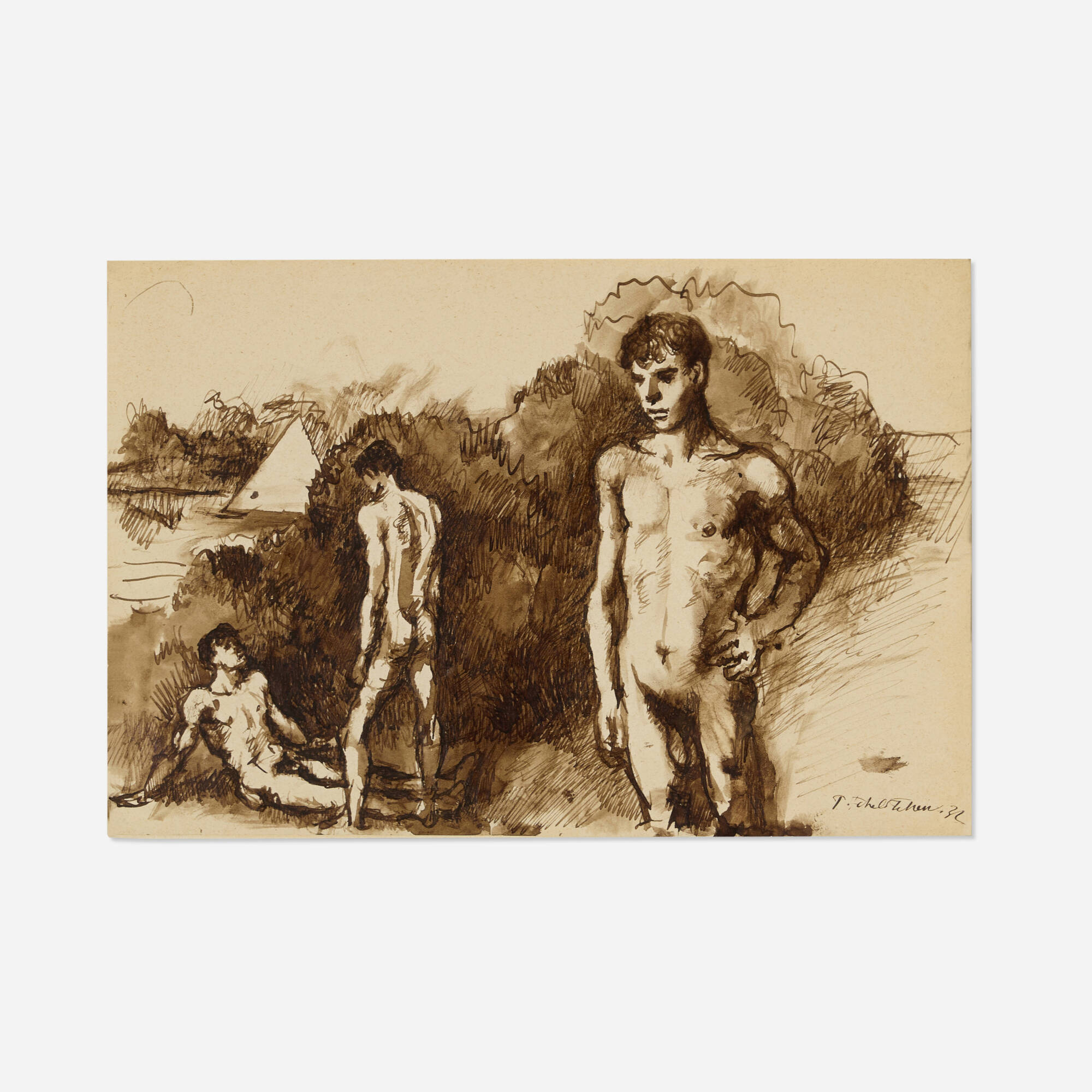 Pavel Tchelitchew — Bathers by a Bridge