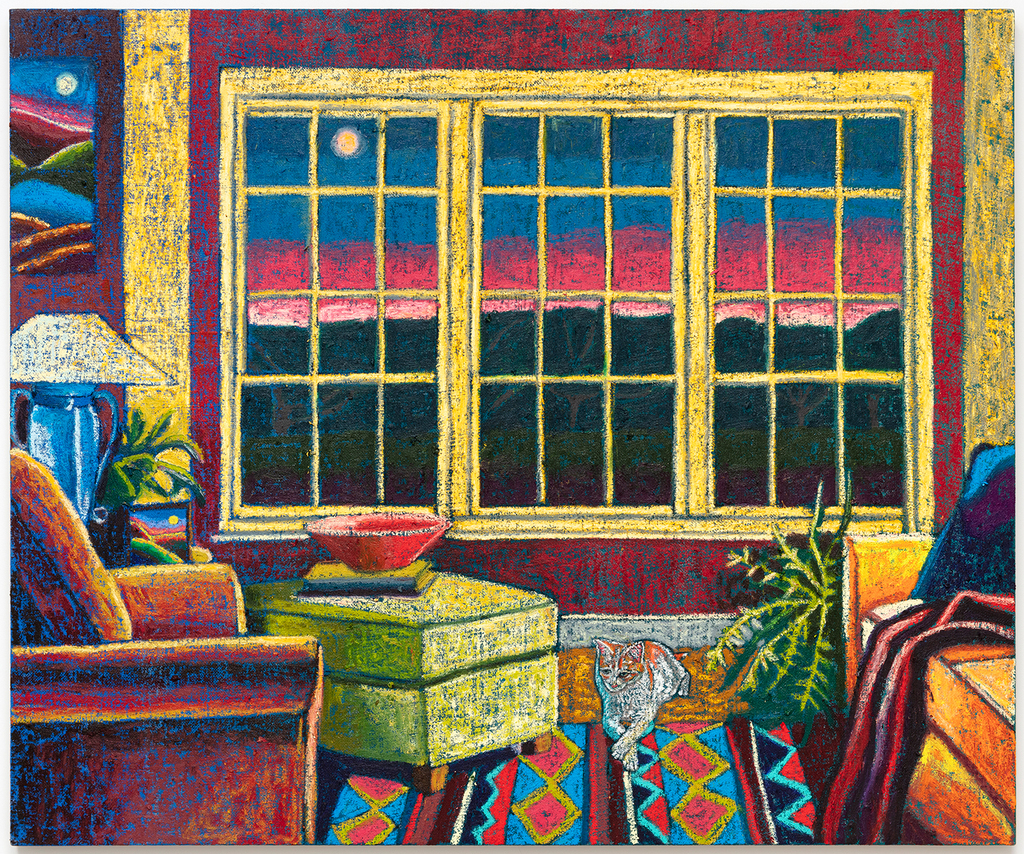 JJ Manford — Moonlight Interior with Manford Landscape Painting