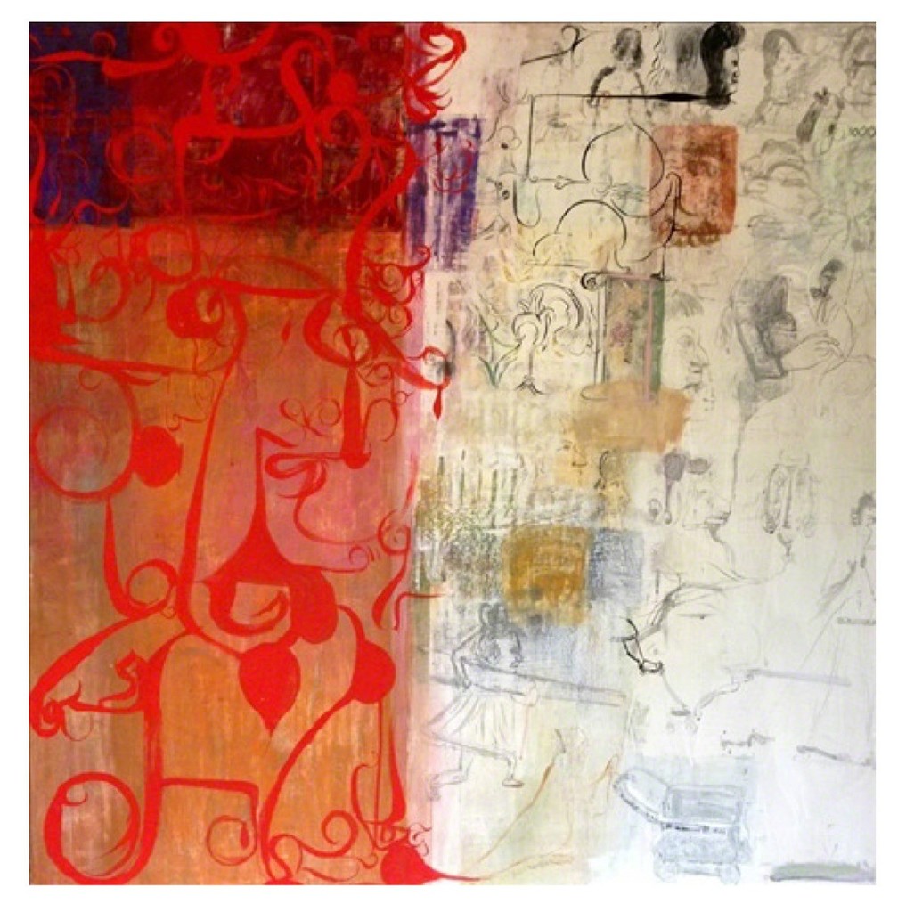 "PARADE-2", 1995, Mixed Medium on Wood Panel